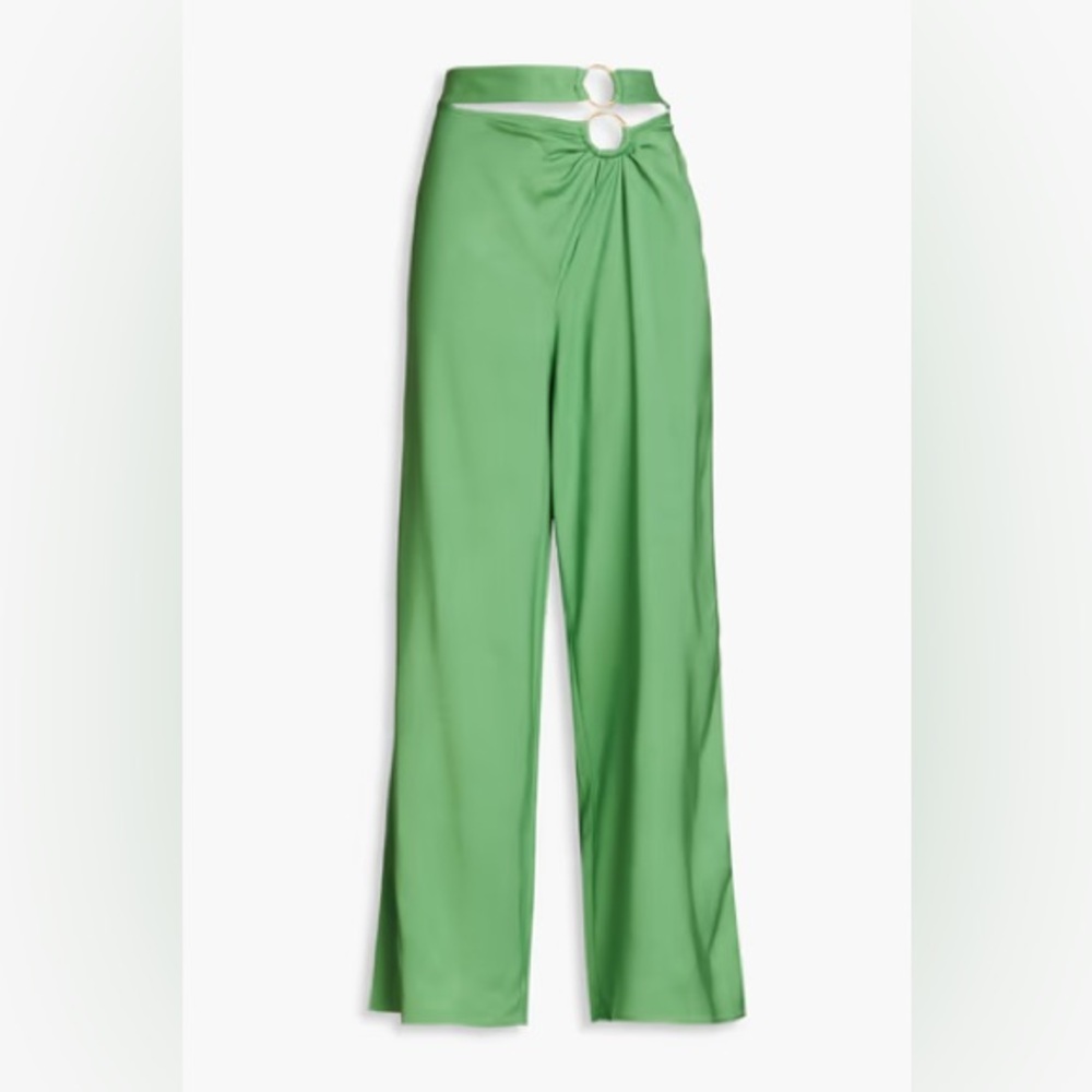 NWT Cult Gaia Cerys Pants Green Gold Ring Jeannie Flare Wide Leg Dress Trousers